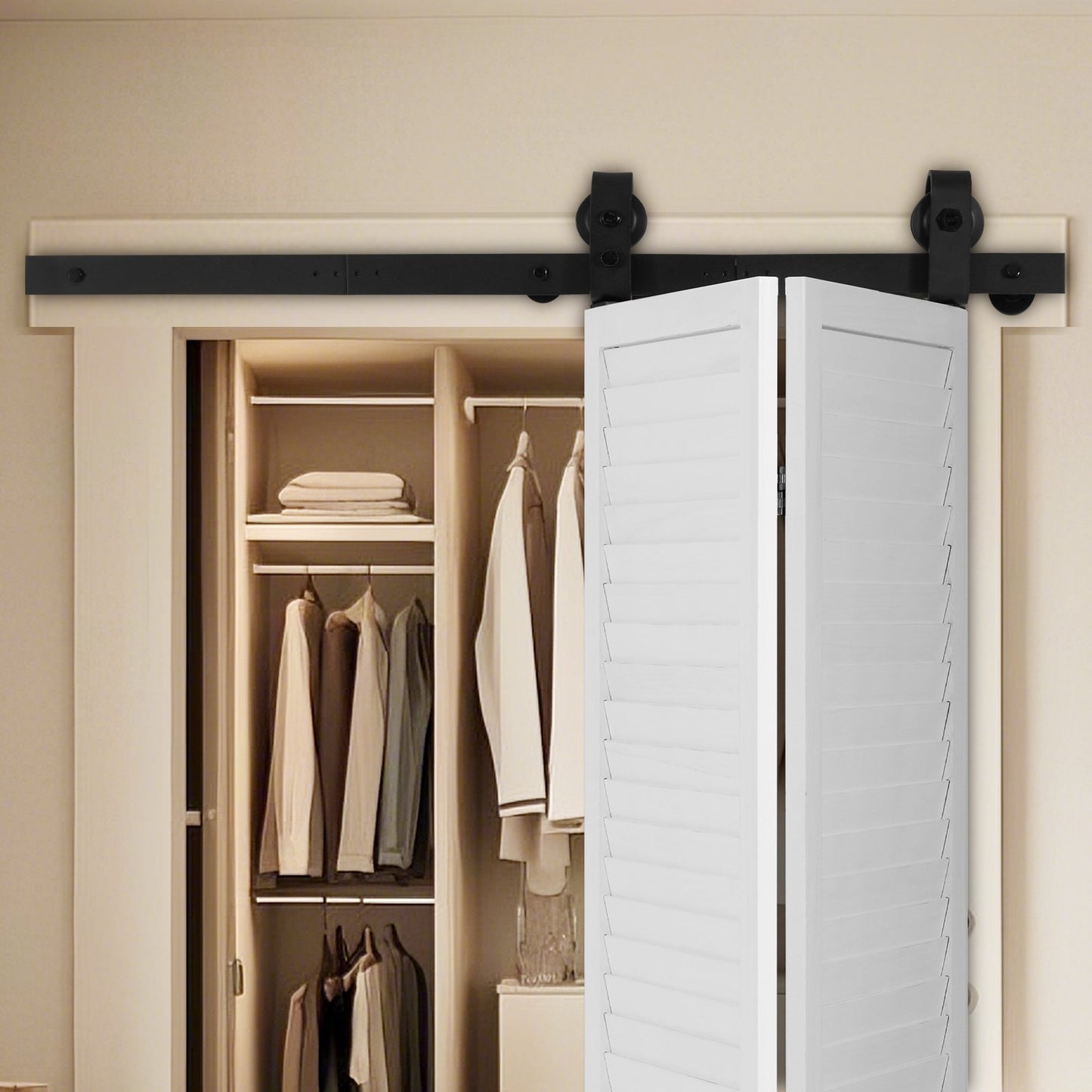Bi-Folding Sliding Barn Door Hardware Track Kit 40" for Two 18" Doors - Image 8