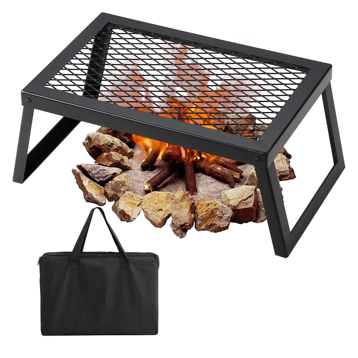Folding Campfire Grill Portable Camping Fire Pit Steel Outdoor BBQ Picnic - Image 9