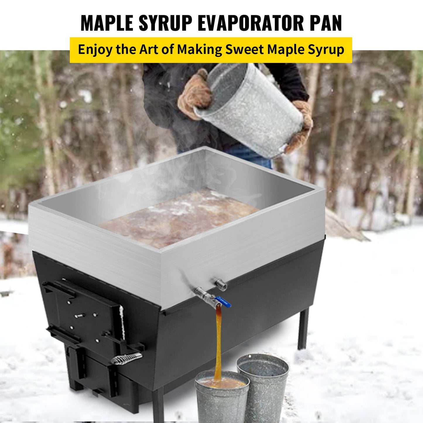 Maple Syrup Evaporator Pan 76x41x24 cm Stainless Steel Maple Syrup Boiling Pan with Valve for Boiling Maple Syrup - Image 2