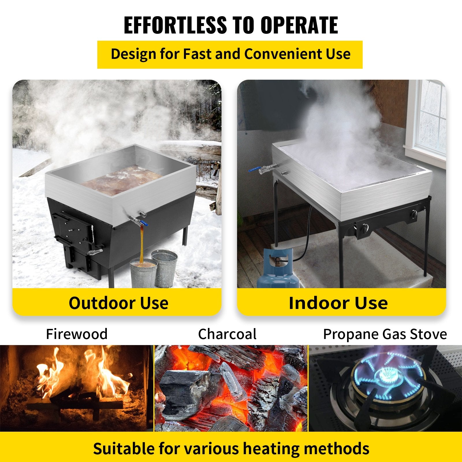 Maple Syrup Evaporator Pan 76x41x24 cm Stainless Steel Maple Syrup Boiling Pan with Valve for Boiling Maple Syrup - Image 6