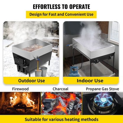 Maple Syrup Evaporator Pan 76x41x24 cm Stainless Steel Maple Syrup Boiling Pan with Valve for Boiling Maple Syrup - Image 6