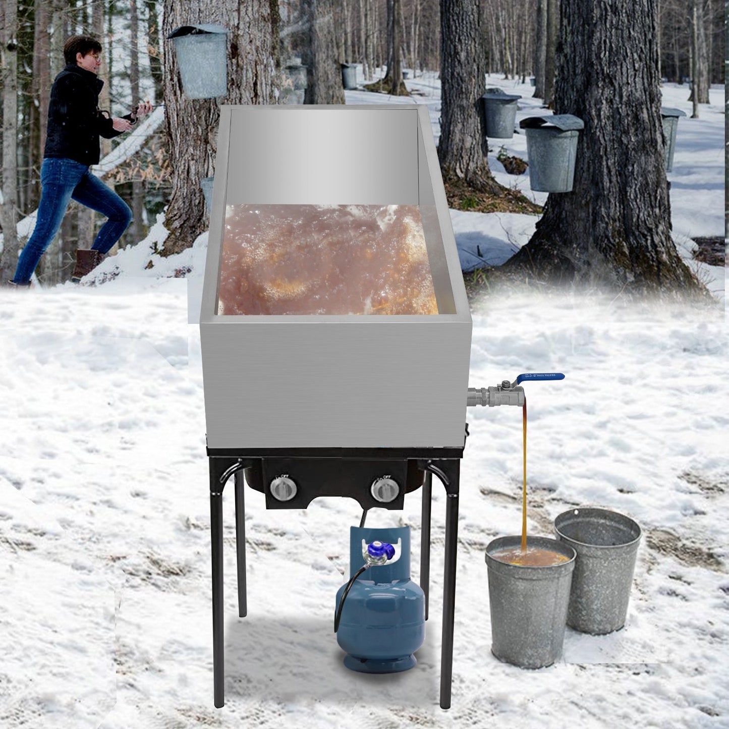 Maple Syrup Evaporator Pan 76x41x24 cm Stainless Steel Maple Syrup Boiling Pan with Valve for Boiling Maple Syrup - Image 8