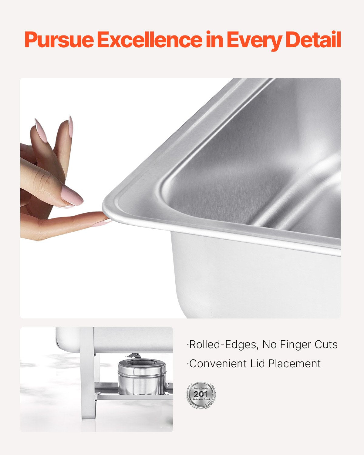 8 Qt 2 Pack Rectangle Chafing Dish Buffet Set Fullsize Pan Stainless Steel - Image 3