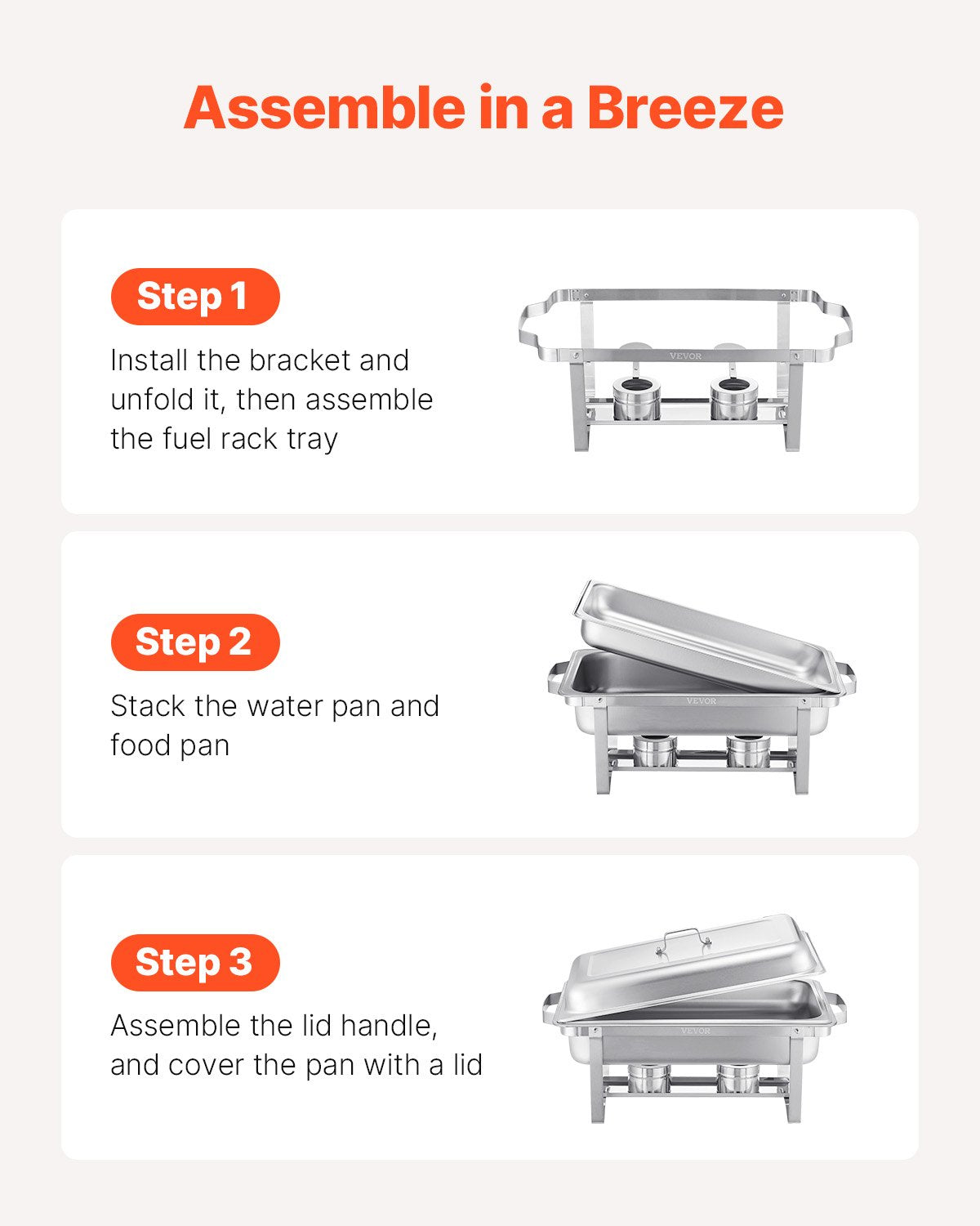 8 Qt 2 Pack Rectangle Chafing Dish Buffet Set Fullsize Pan Stainless Steel - Image 7