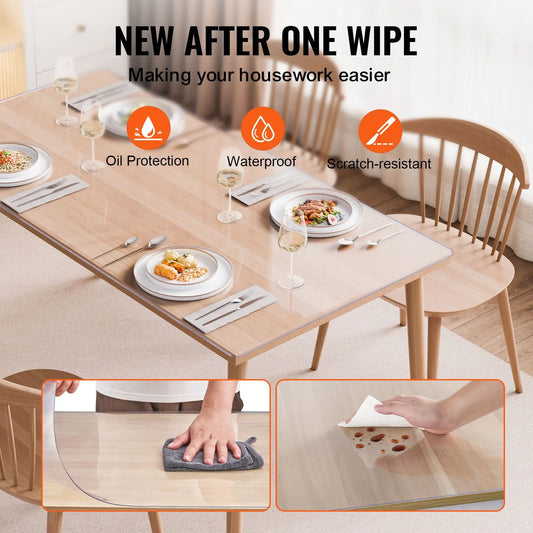 Plastic Table Cover, 40 x 60 Inch 1.5 mm Thick Clear Table Protector, Rectangle PVC Desk Mat, Waterproof & Easy Cleaning Desk Pad Tablecloth, for Office Dresser Dining Room Table Night Stand - Image 4