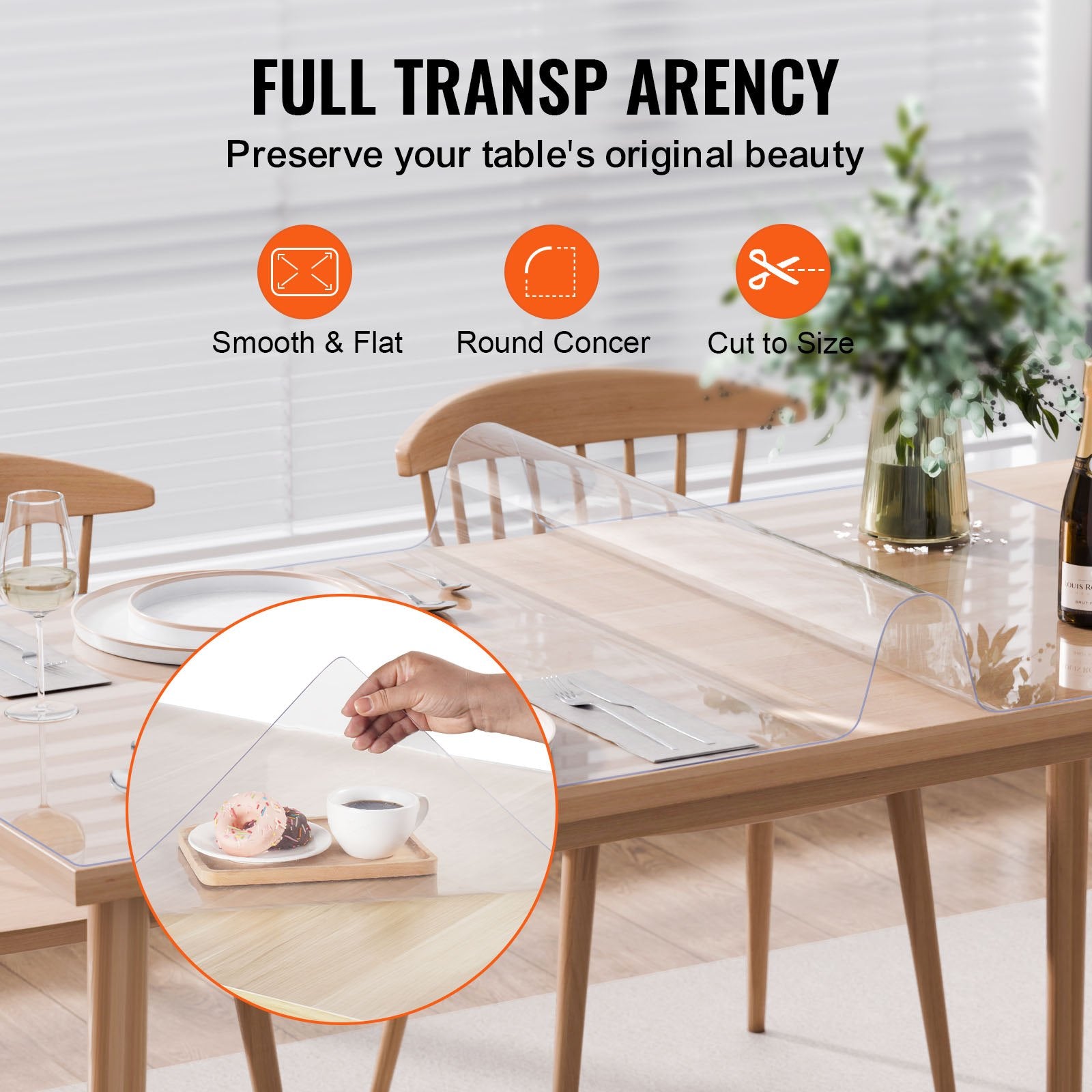 Plastic Table Cover, 40 x 60 Inch 1.5 mm Thick Clear Table Protector, Rectangle PVC Desk Mat, Waterproof & Easy Cleaning Desk Pad Tablecloth, for Office Dresser Dining Room Table Night Stand - Image 5