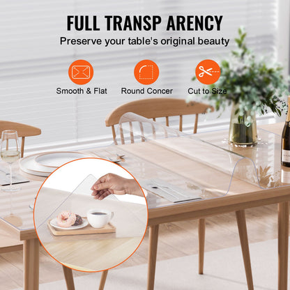 Plastic Table Cover, 40 x 60 Inch 1.5 mm Thick Clear Table Protector, Rectangle PVC Desk Mat, Waterproof & Easy Cleaning Desk Pad Tablecloth, for Office Dresser Dining Room Table Night Stand - Image 5