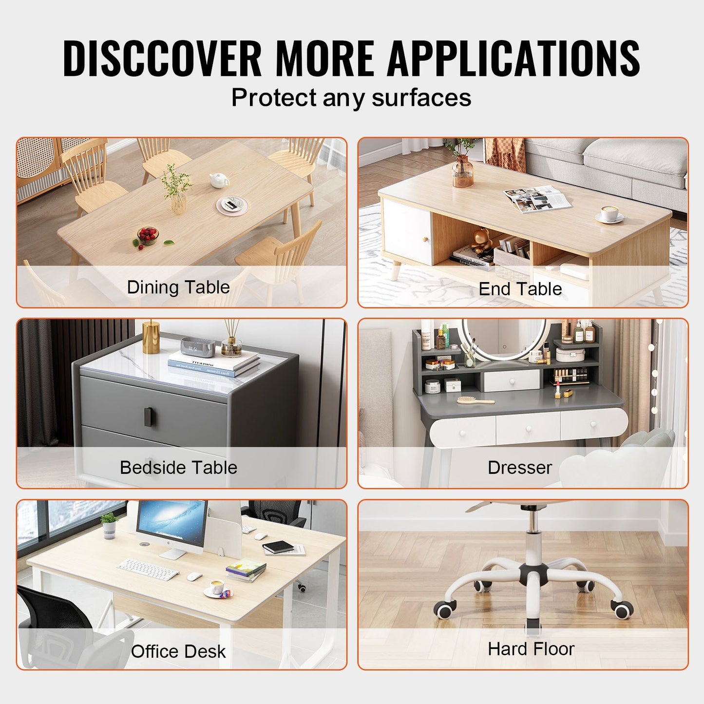 Plastic Table Cover, 40 x 60 Inch 1.5 mm Thick Clear Table Protector, Rectangle PVC Desk Mat, Waterproof & Easy Cleaning Desk Pad Tablecloth, for Office Dresser Dining Room Table Night Stand - Image 6