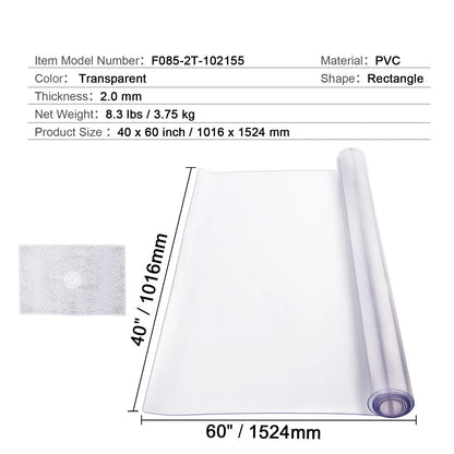 Plastic Table Cover, 40 x 60 Inch 2.0 mm Thick Clear Table Protector, Rectangle PVC Desk Mat, Waterproof & Easy Cleaning Desk Pad Tablecloth, for Office Dresser Dining Room Table Night Stand - Image 7