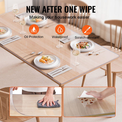 Plastic Table Cover, 42 x 60 Inch 2.0 mm Thick Clear Table Protector, Rectangle PVC Desk Mat, Waterproof & Easy Cleaning Desk Pad Tablecloth, for Office Dresser Dining Room Table Night Stand - Image 4
