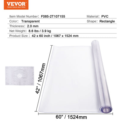 Plastic Table Cover, 42 x 60 Inch 2.0 mm Thick Clear Table Protector, Rectangle PVC Desk Mat, Waterproof & Easy Cleaning Desk Pad Tablecloth, for Office Dresser Dining Room Table Night Stand - Image 7