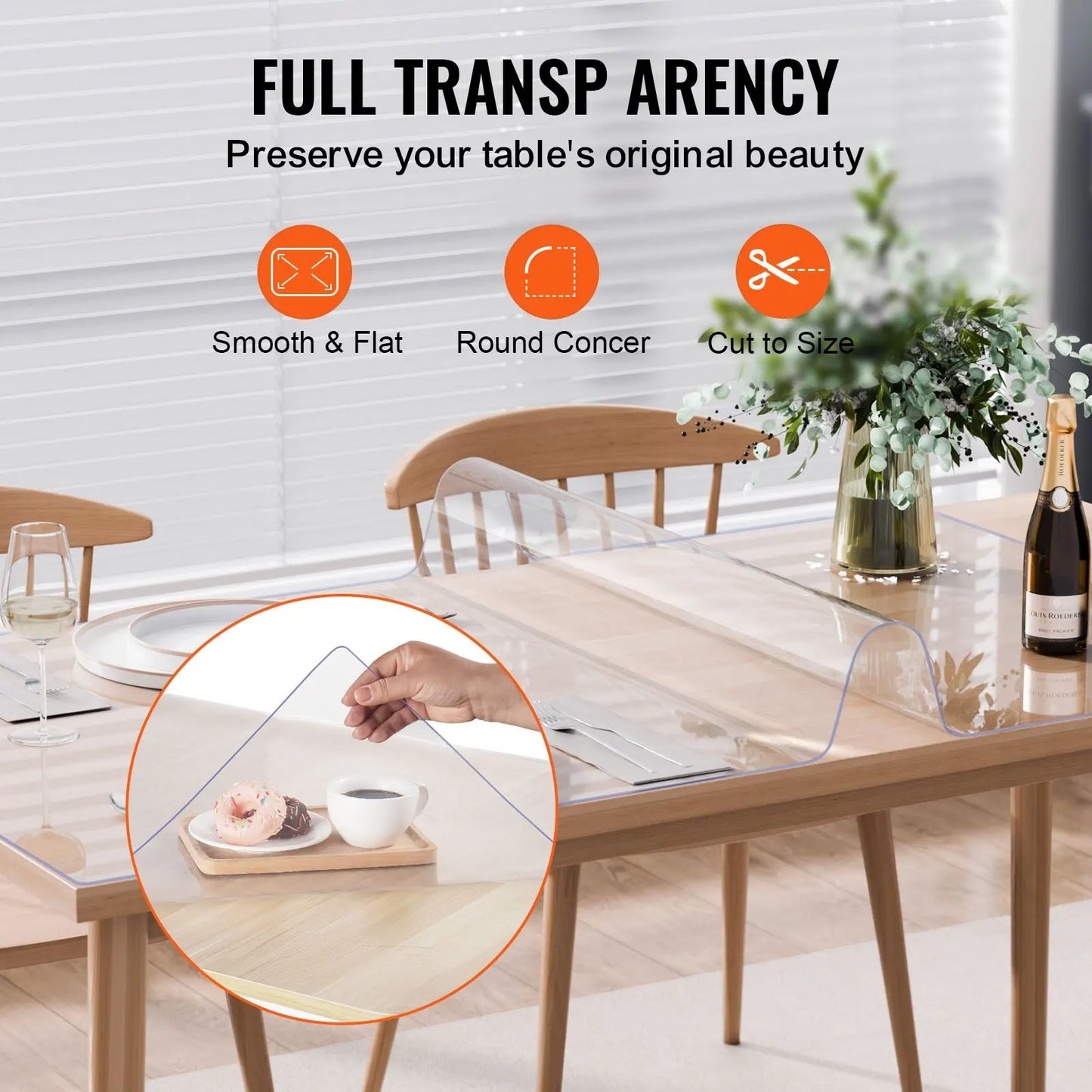 Plastic Table Cover, 42 x 72 Inch 2.0 mm Thick Clear Table Protector, Rectangle PVC Desk Mat, Waterproof & Easy Cleaning Desk Pad Tablecloth, for Office Dresser Dining Room Table Night Stand - Image 5