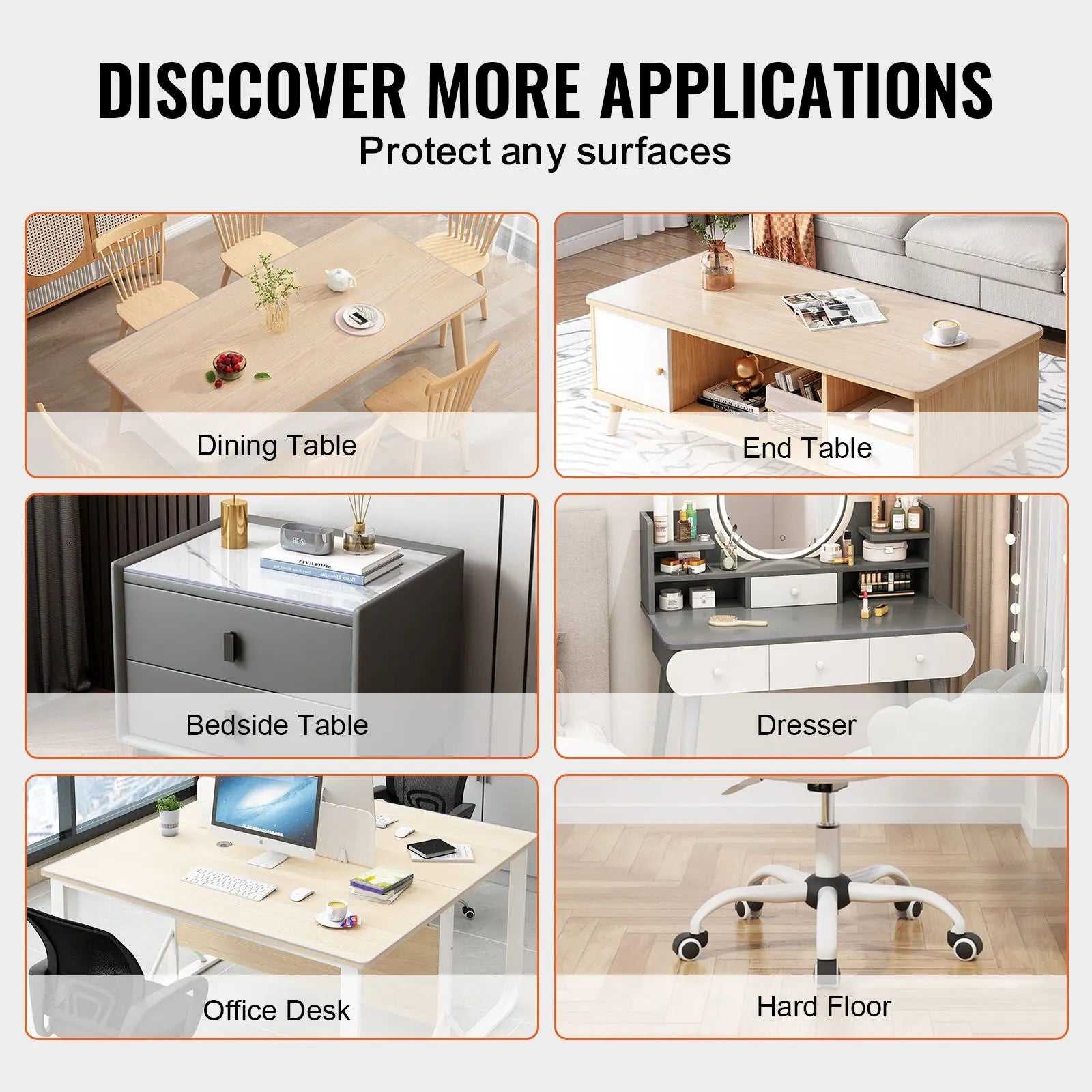 Plastic Table Cover, 42 x 72 Inch 2.0 mm Thick Clear Table Protector, Rectangle PVC Desk Mat, Waterproof & Easy Cleaning Desk Pad Tablecloth, for Office Dresser Dining Room Table Night Stand - Image 6