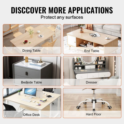 Plastic Table Cover, 42 x 72 Inch 2.0 mm Thick Clear Table Protector, Rectangle PVC Desk Mat, Waterproof & Easy Cleaning Desk Pad Tablecloth, for Office Dresser Dining Room Table Night Stand - Image 6