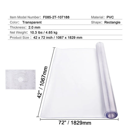 Plastic Table Cover, 42 x 72 Inch 2.0 mm Thick Clear Table Protector, Rectangle PVC Desk Mat, Waterproof & Easy Cleaning Desk Pad Tablecloth, for Office Dresser Dining Room Table Night Stand - Image 7