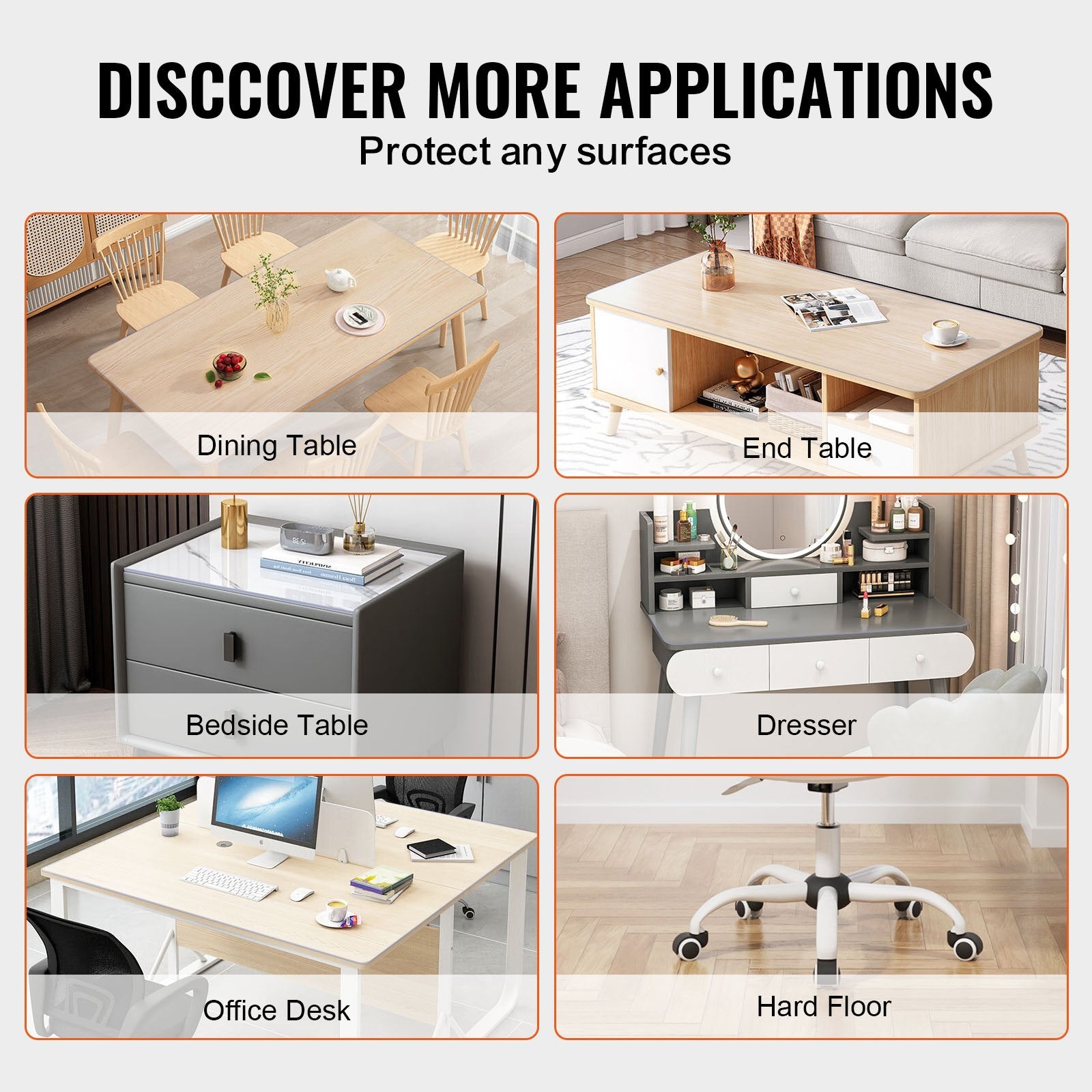 Plastic Table Cover, 54 x 54 Inch 1.5 mm Thick Clear Table Protector, Square PVC Desk Mat, Waterproof & Easy Cleaning Desk Pad Tablecloth, for Office Dresser Dining Room Table Night Stand - Image 6