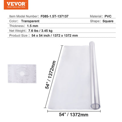 Plastic Table Cover, 54 x 54 Inch 1.5 mm Thick Clear Table Protector, Square PVC Desk Mat, Waterproof & Easy Cleaning Desk Pad Tablecloth, for Office Dresser Dining Room Table Night Stand - Image 7