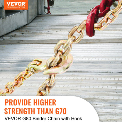 Transport Binder Chain, 220 kg Working Load Limit, 3/8'' x 20' G80 Tow Chain Tie Down with Grab Hooks, DOT Certified, Galvanized Coating Manganese Steel for Dock Factory Construction Site - Image 2