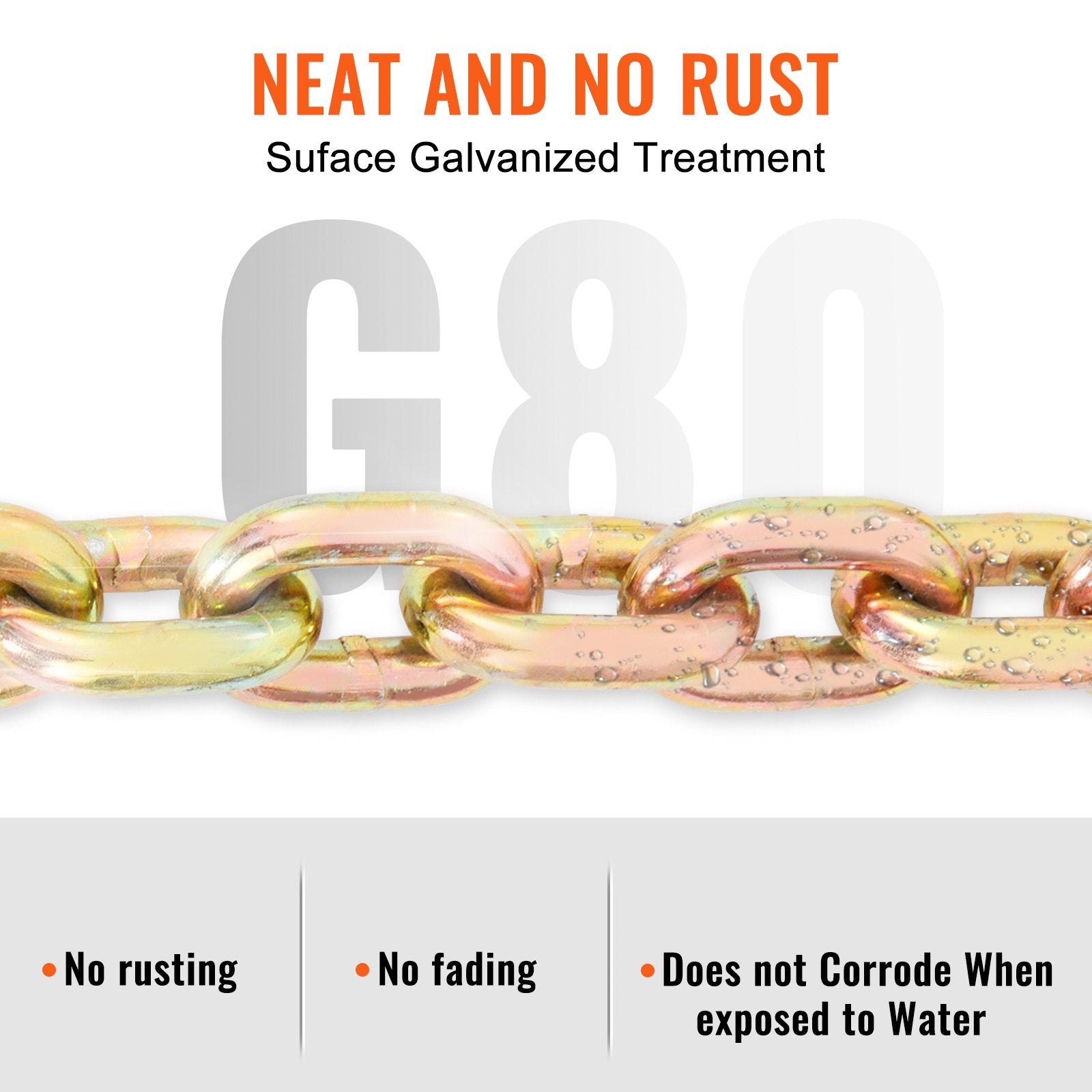 Transport Binder Chain, 220 kg Working Load Limit, 3/8'' x 20' G80 Tow Chain Tie Down with Grab Hooks, DOT Certified, Galvanized Coating Manganese Steel for Dock Factory Construction Site - Image 4