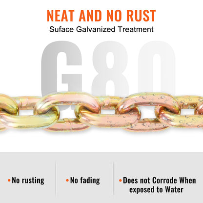 Transport Binder Chain, 220 kg Working Load Limit, 3/8'' x 20' G80 Tow Chain Tie Down with Grab Hooks, DOT Certified, Galvanized Coating Manganese Steel for Dock Factory Construction Site - Image 4