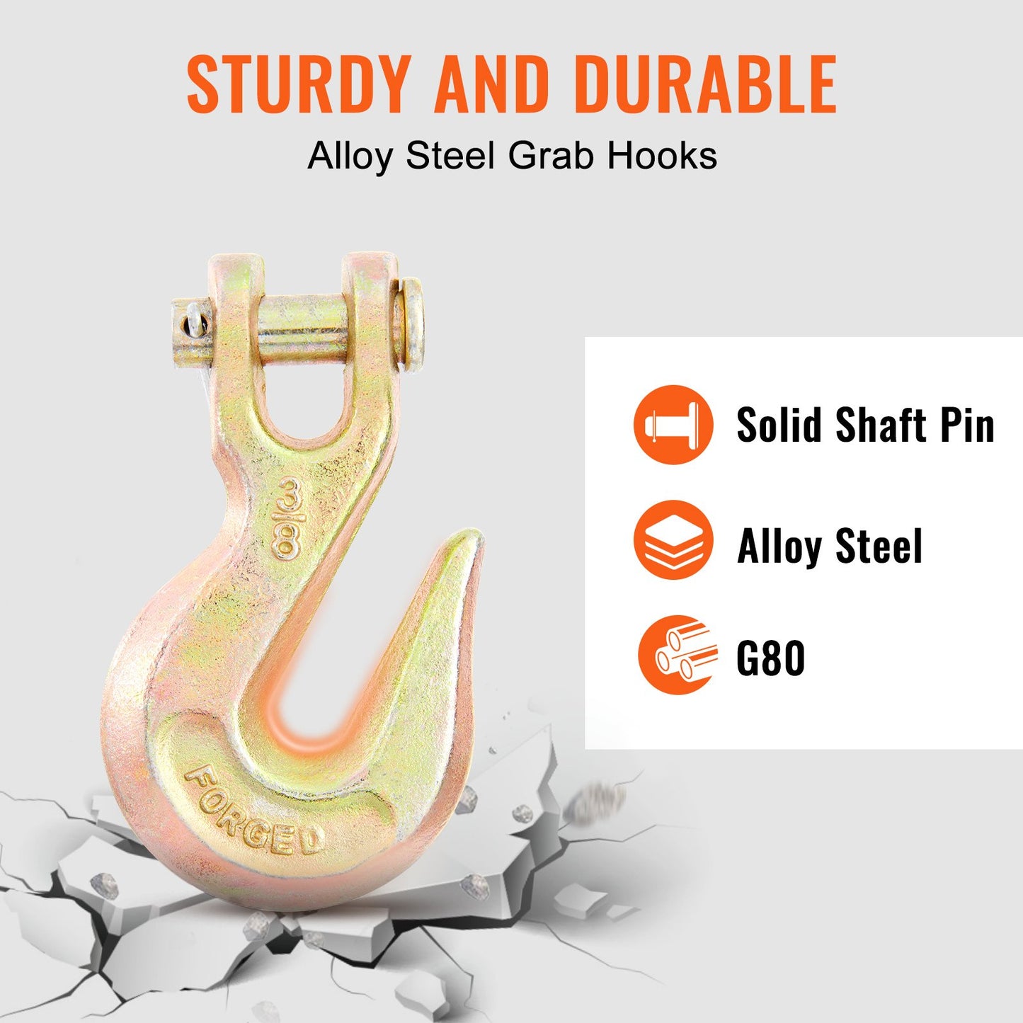 Transport Binder Chain, 220 kg Working Load Limit, 3/8'' x 20' G80 Tow Chain Tie Down with Grab Hooks, DOT Certified, Galvanized Coating Manganese Steel for Dock Factory Construction Site - Image 5