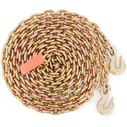 Transport Binder Chain, 2222 kg Working Load Limit, G80 Tow Chain Tie Down with Grab Hooks, DOT Certified, Galvanized Coating Manganese Steel for Dock Factory Construction Site