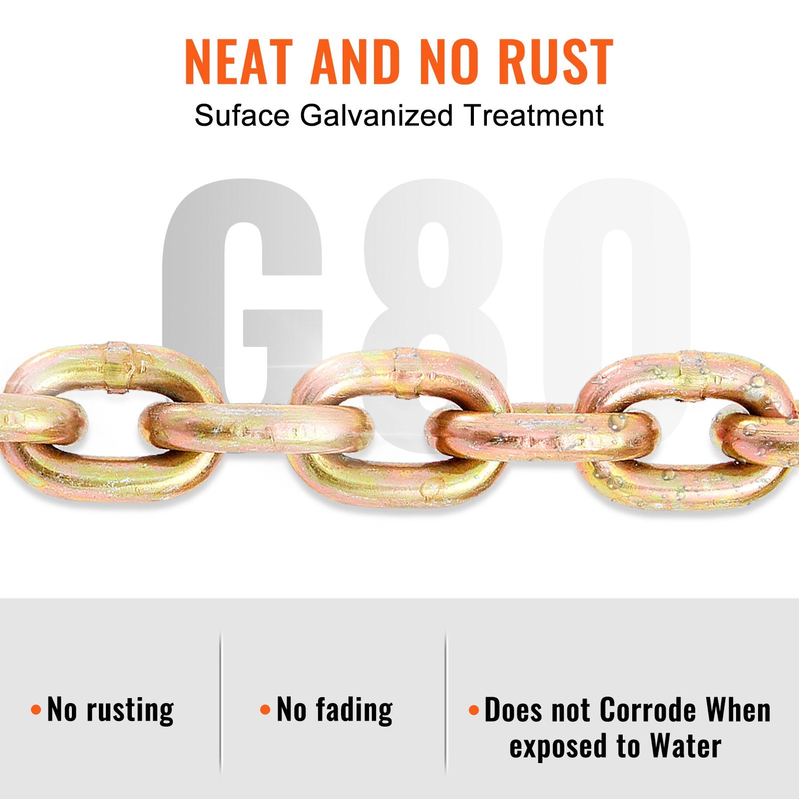 Transport Binder Chain, 2222 kg Working Load Limit, G80 Tow Chain Tie Down with Grab Hooks, DOT Certified, Galvanized Coating Manganese Steel for Dock Factory Construction Site - Image 4