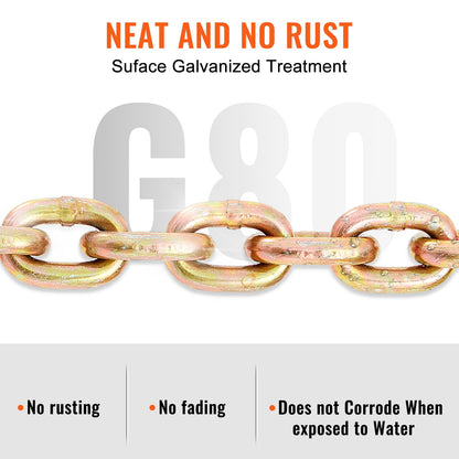 Transport Binder Chain, 2222 kg Working Load Limit, G80 Tow Chain Tie Down with Grab Hooks, DOT Certified, Galvanized Coating Manganese Steel for Dock Factory Construction Site - Image 4