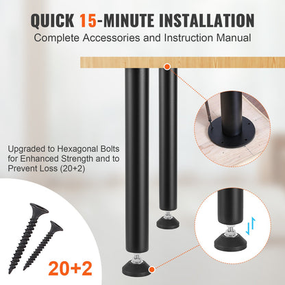 406.4MM Adjustable Desk Legs, Reinforced Steel Office Table Furniture legs Set of 4 for DIY, 1200 lbs Load Capacity Heavy Duty Desk Legs, Quick Instalation Legs with Adjustable Foot Cup Black - Image 6