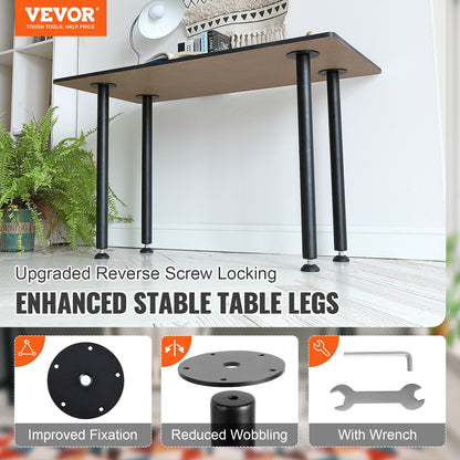 711.2MM Adjustable Desk Legs, Reinforced Steel Office Table Furniture legs Set of 4 for DIY, 544.3KG Load Capacity Heavy Duty Desk Legs, Quick Instalation Legs with Adjustable Foot Cup Black - Image 2