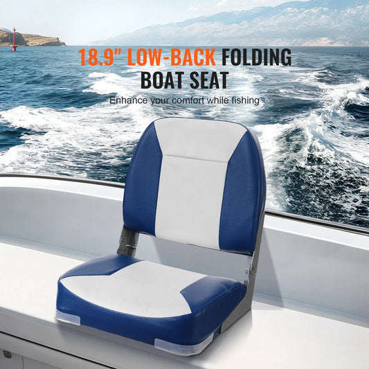 Boat Seat Low Back Fold-Down Fishing Boat Chair with Sponge Padding 2 Pack - Image 2
