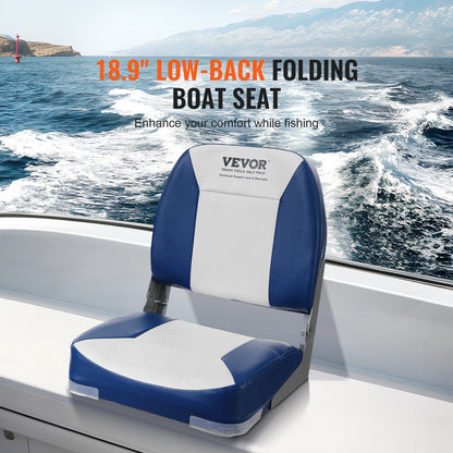 Boat Seat Low Back Fold-Down Fishing Boat Chair with Sponge Padding 2 Pack - Image 2