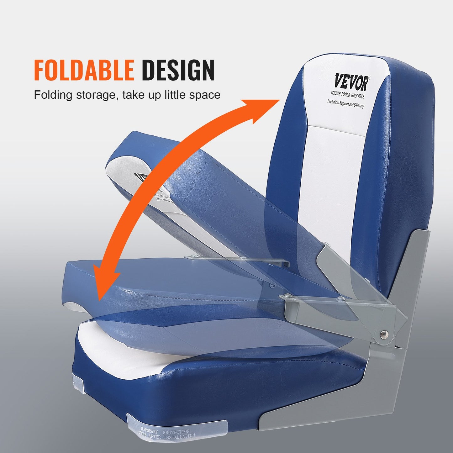 Boat Seat Low Back Fold-Down Fishing Boat Chair with Sponge Padding 2 Pack - Image 5