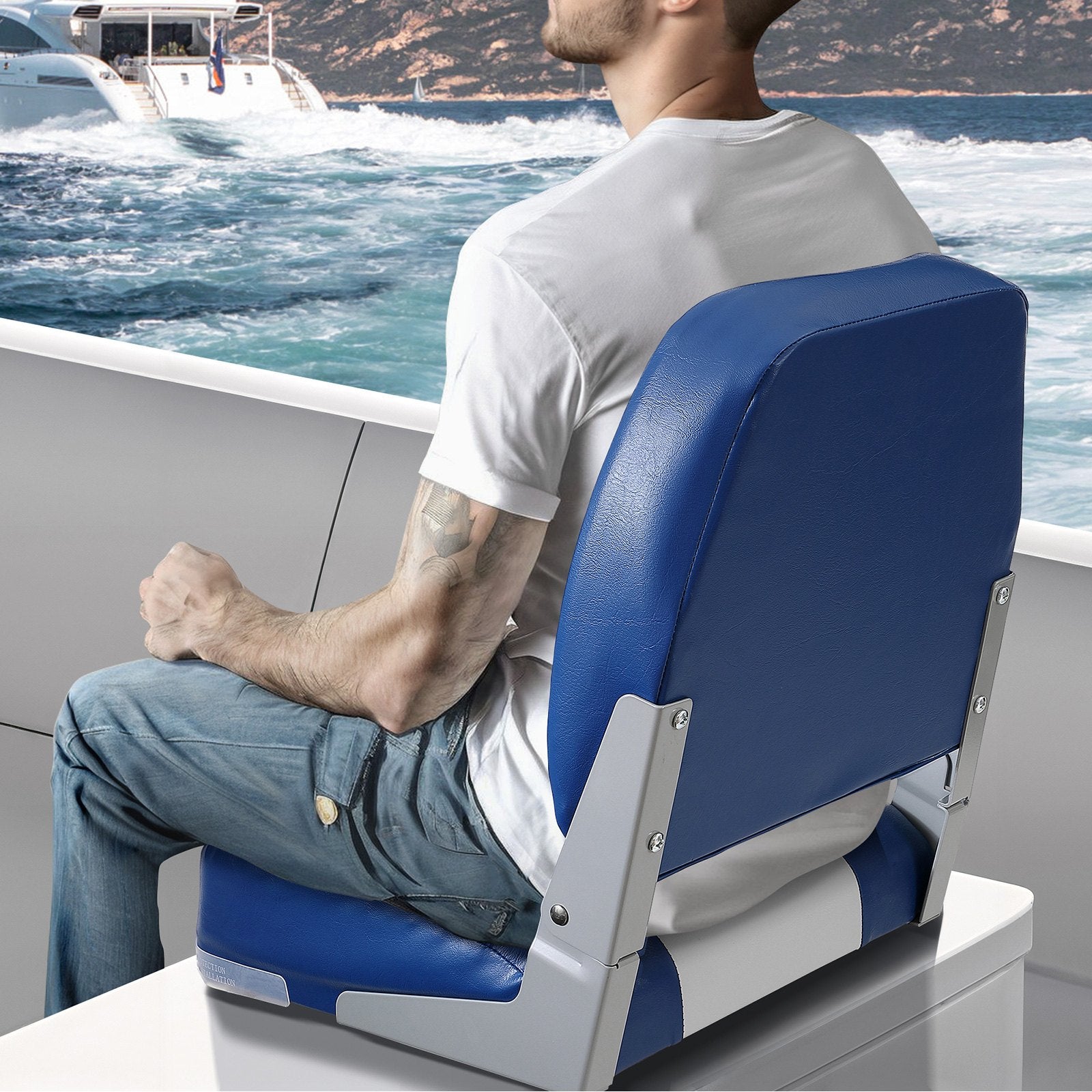 Boat Seat Low Back Fold-Down Fishing Boat Chair with Sponge Padding 2 Pack - Image 8