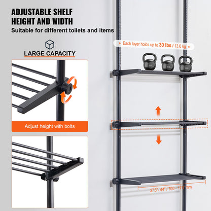 Over the Toilet Storage 4-Tier Bathroom Shelf Rack Space Saver Organizer - Image 3
