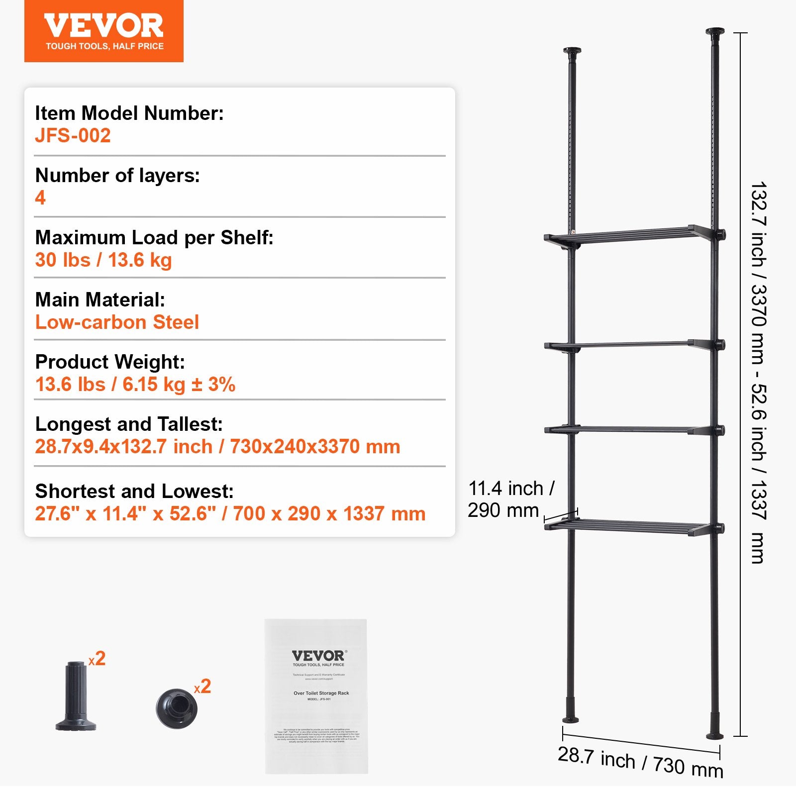 Over the Toilet Storage 4-Tier Bathroom Shelf Rack Space Saver Organizer - Image 7