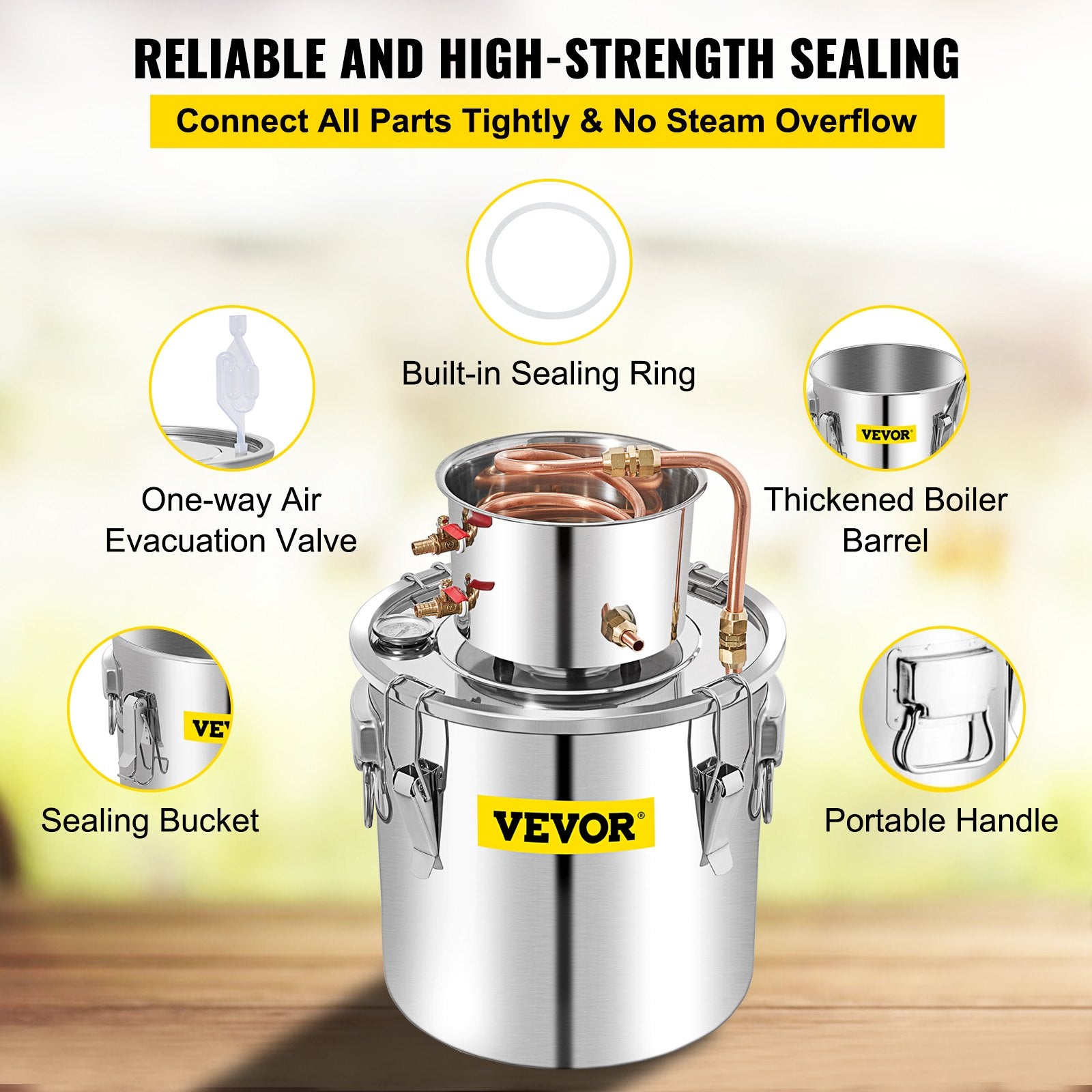 50L Water Alcohol Distiller Copper Moonshinestill Brewing w/ Water Pump - Image 6