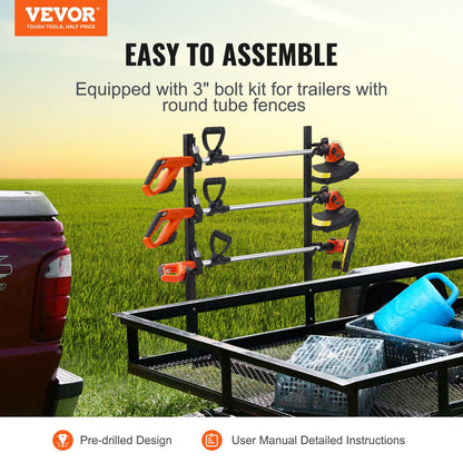 Trimmer Rack, 3 Place Weeder Trimmer Rack, Locking Trim Holder Landscape Trailer Rack Carrier Mount on Open Pickup/Trailer Enclosed Trailers, Pair - Image 2
