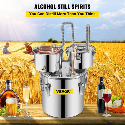 Moonshine Still 5 Gal 21L Stainless Steel Water Alcohol Distiller Copper Tube Home Brewing Kit Build-in Thermometer for DIY Whisky Wine Brandy, 5GAL, 3 pots - Image 2