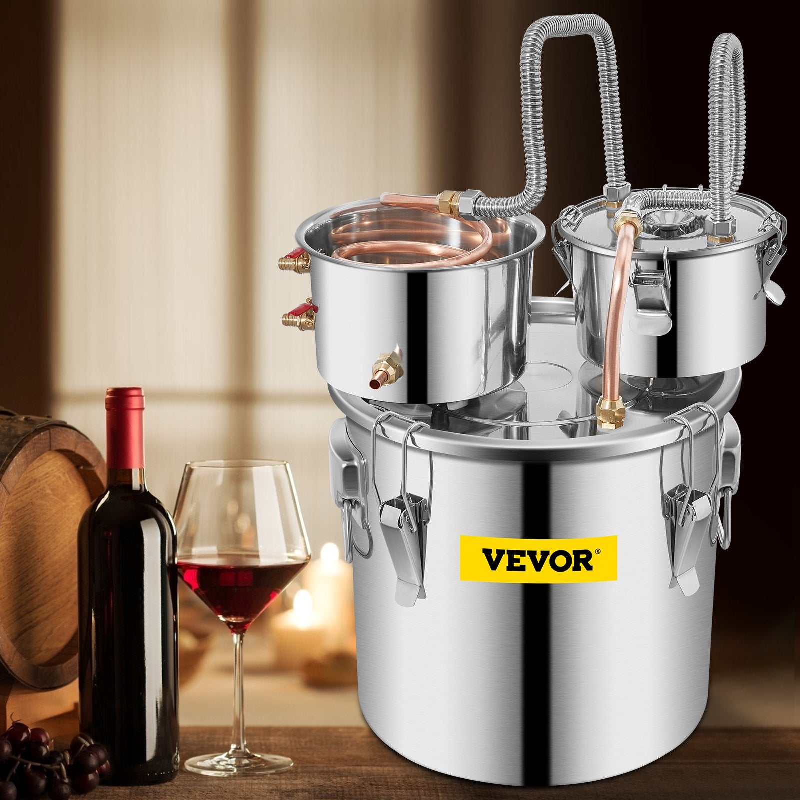 30L 8Gal Alcohol Distiller Water Spirit Boiler Home Brew Copper Alcohol Still - Image 8