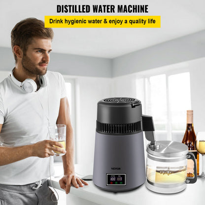 Home Water Distiller Distilled Water Maker 4 L with Dual Temp Display Grey - Image 2