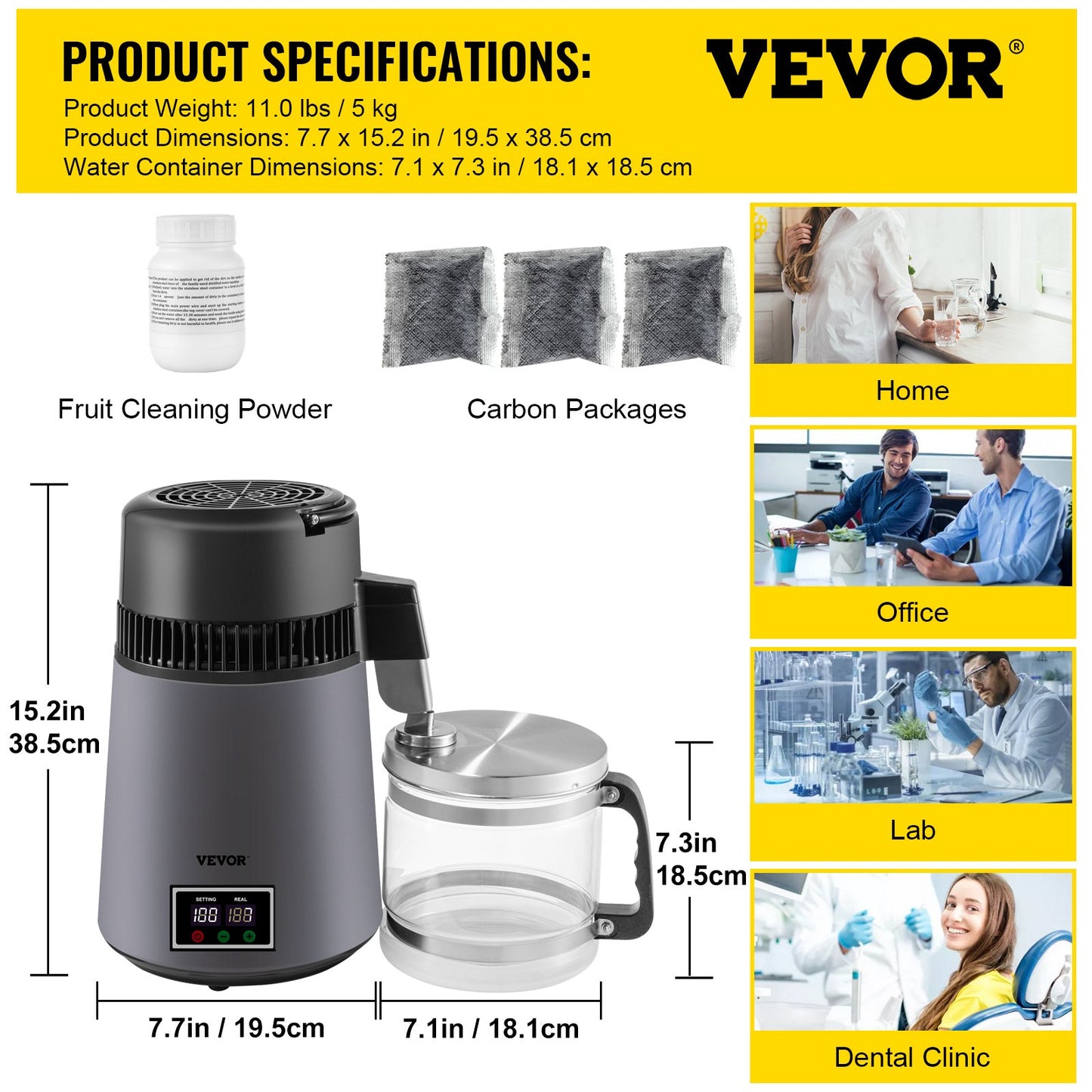 Home Water Distiller Distilled Water Maker 4 L with Dual Temp Display Grey - Image 7