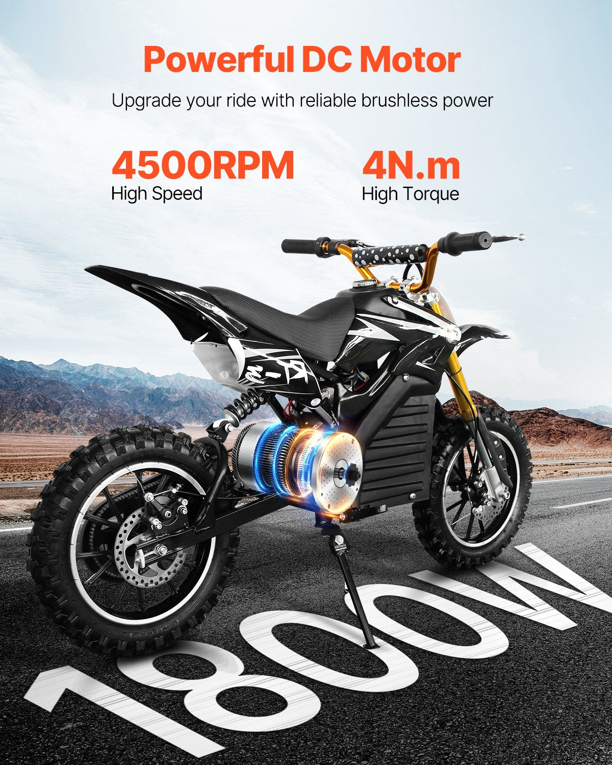 1800W Electric Brushless DC Motor Kit - 48V 4500rpm Motor with Upgraded Speed Controller, Foot Pedal and Throttle Grip Kit for Go Karts E-Bike Motorcycle Scooter - Image 2