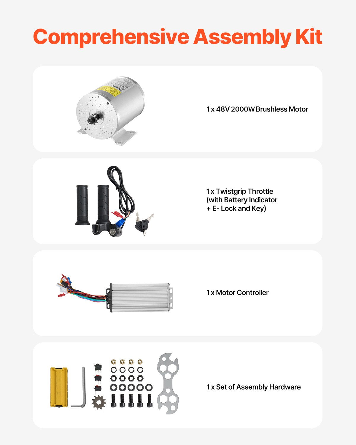 2000W Electric Brushless DC Motor Kit - 48V 4300rpm Motor with Upgraded Speed Controller and Throttle Grip Kit for Go Karts E-Bike Motorcycle Scooter DIY - Image 5