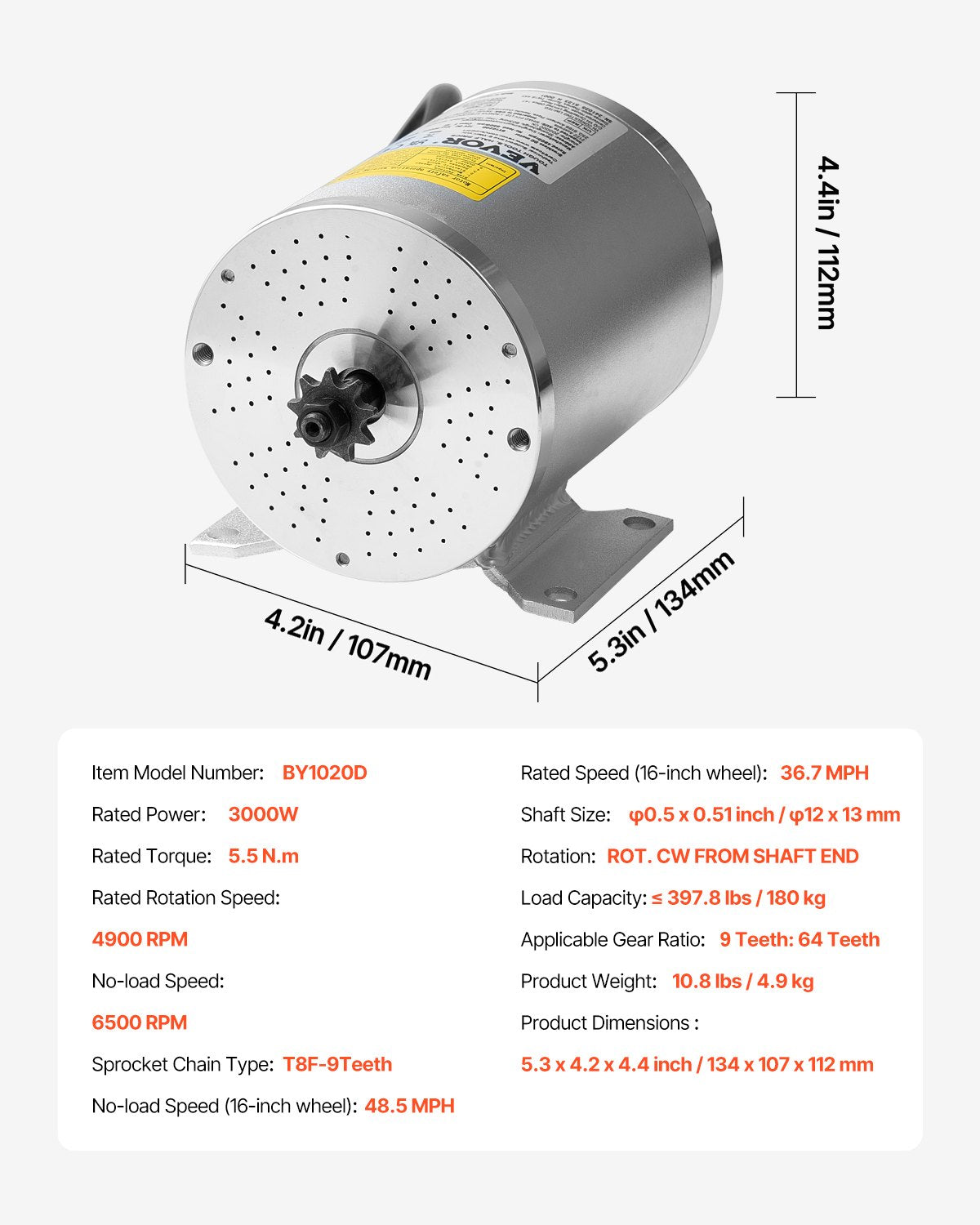 3000W Electric Brushless DC Motor, 72V 4900rpm Go Kart Electric Motor, Electric Dirt Bike Motor Engine for E-Bike Motorcycle Scooter DIY - Image 7