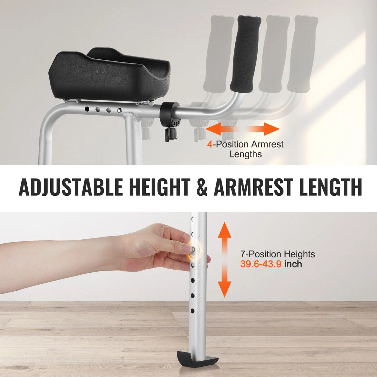 2 in 1 Folding Walker & Removable Armrests, Height Adjustable Foldable Walker with 5" Solid Wheels, Lightweight Aluminum | Front Wheeled Mobility Aid for Elderly Handicapped Disabled, 450 Pounds - Image 4