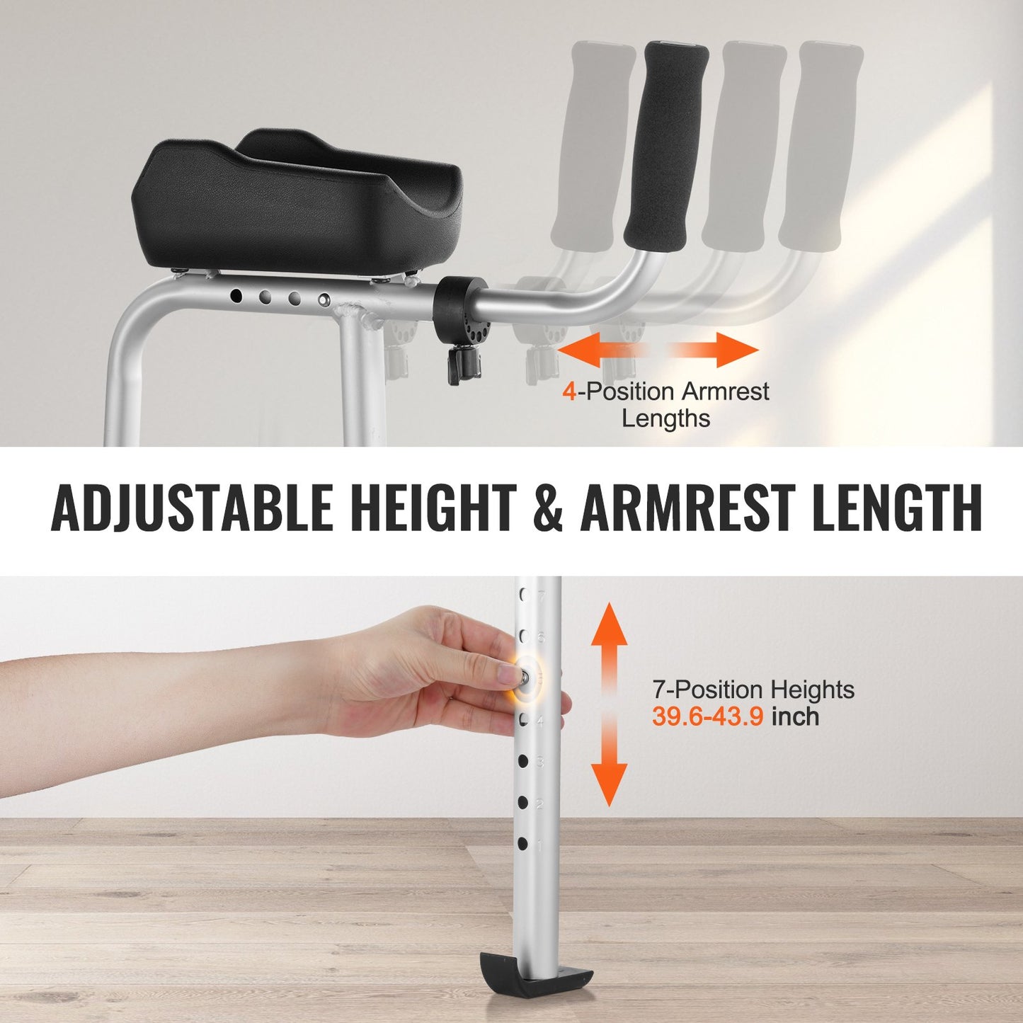 2 in 1 Folding Walker & Removable Armrests, Height Adjustable Foldable Walker with 5" Solid Wheels, Lightweight Aluminum | Front Wheeled Mobility Aid for Elderly Handicapped Disabled, 450 Pounds - Image 4