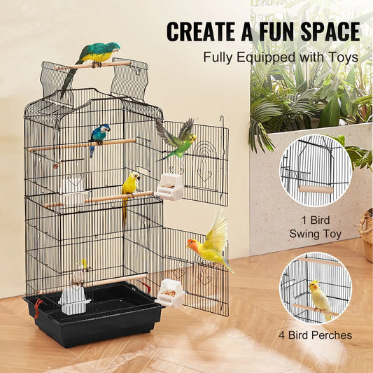 Bird Flight Cage 39 in Hanging Metal Parakeet Cage for Cockatiels Parrot - Image 3