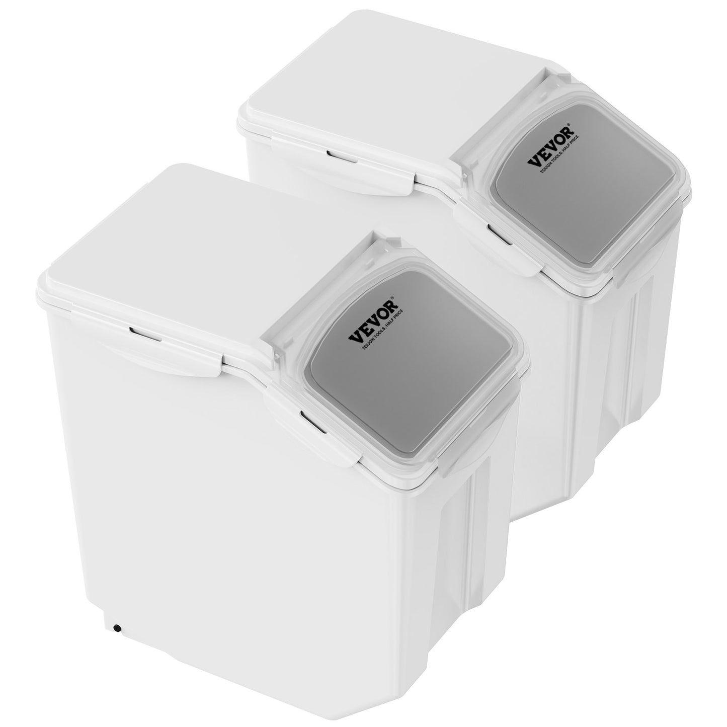 Ingredient Storage Bin, 2 x 15L Dispenser Bin with 2 Measuring Cups, Attachable Casters and Airtight Lid, 2 Pcs/Set Dog Pet Food Storage Container, PP Material Kitchen Rice Cereal Flour Bin - Image 9