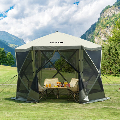Pop Up Gazebo Tent, Pop-Up Screen Tent 6 Sided Canopy Sun Shelter with 6 Removable Privacy Wind Cloths & Mesh Windows, 10x10FT Quick Set Screen Tent with Mosquito Netting, Army Green - Image 8